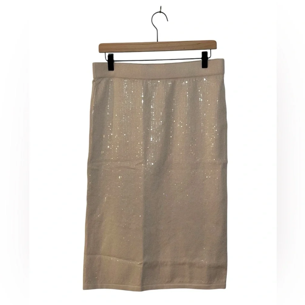 NWT|‎ Sanctuary Cream Sequin Pencil Skirt | Sz XL Holidays, NYE
